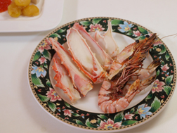 たらば蟹と海老の塩焼き
